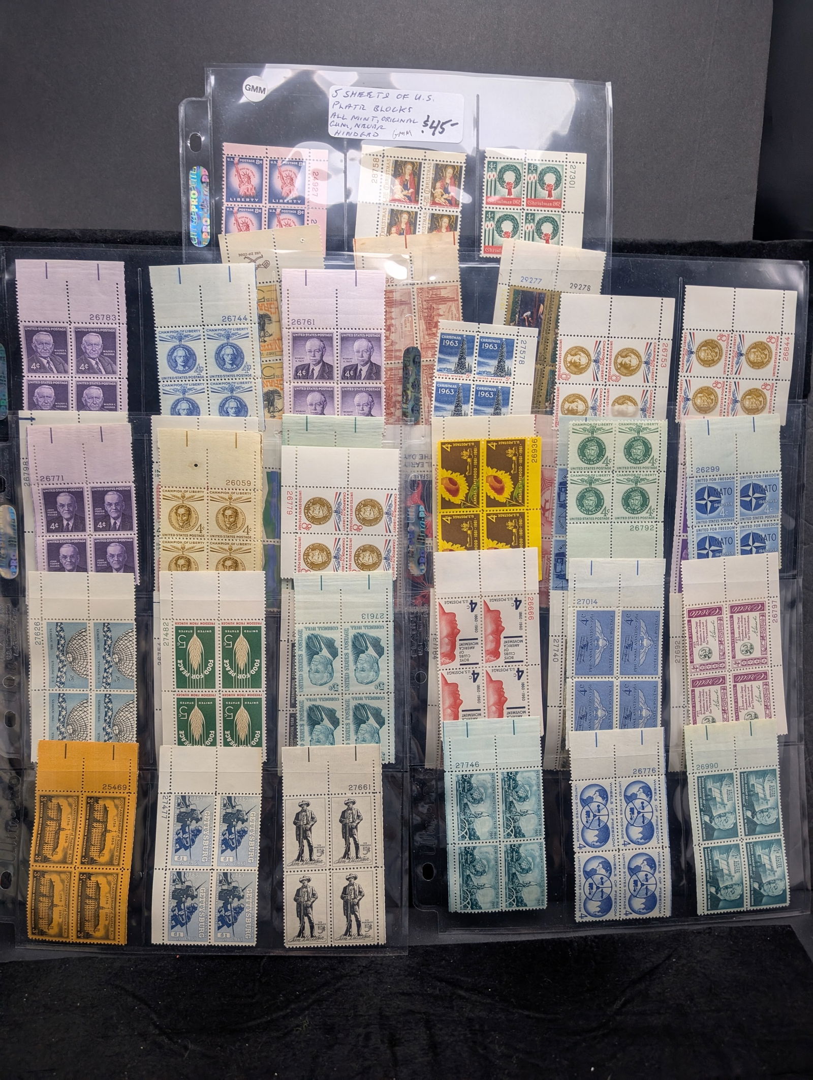 5 Sheets U.S. Plate Blocks All OGNH (1 of 16)