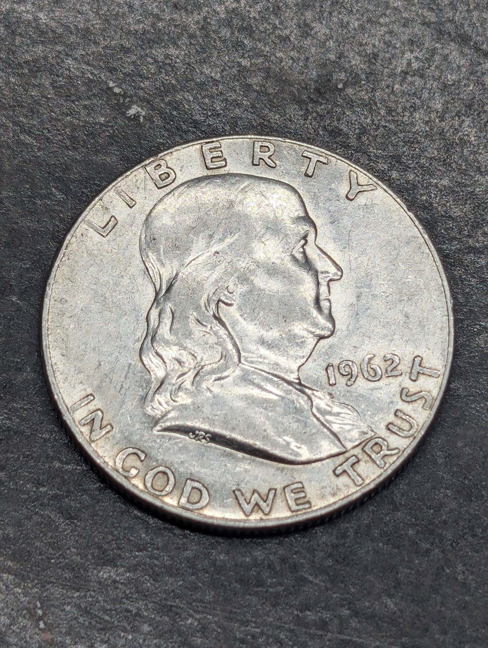 1962-D, UNC-Full Bell Line, 90% Silver Franklin Half, 63 Years Old (1 of 2)