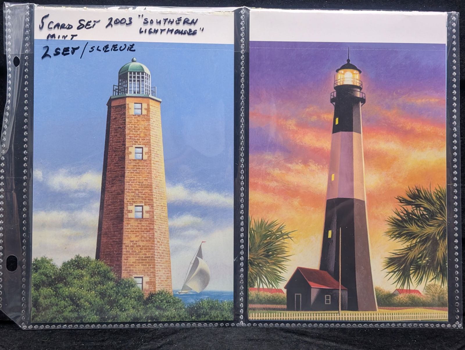 Sleeve of 2 sets of 5 Old Glory U.S. Postcards: Sleeve of 2 sets of 5 Old Glory U.S. Postcards