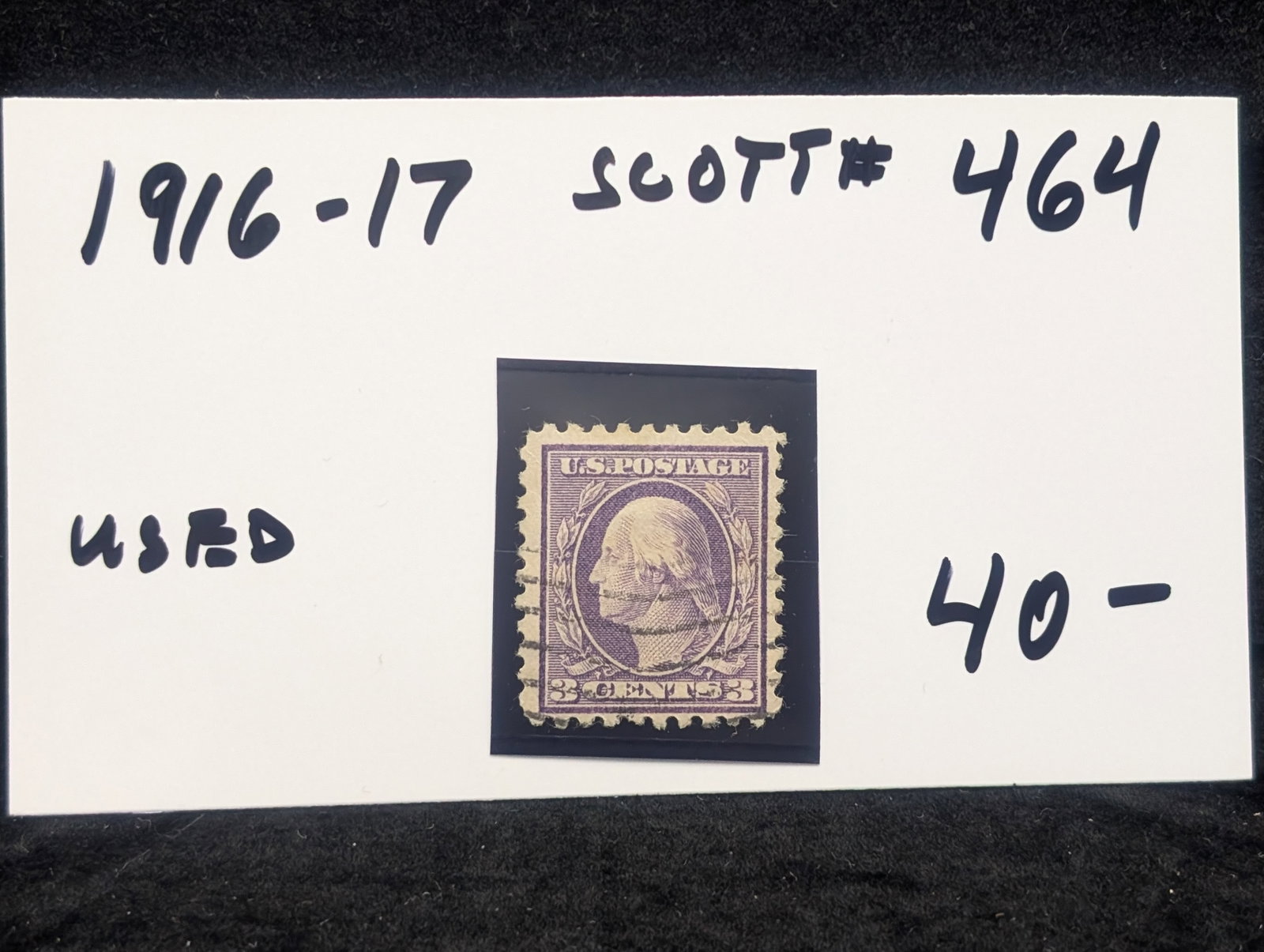 1916-17 Washington Three Cent Stamp Scott # 464 Used: 1916-17 Washington Three Cent Stamp Scott # 464 Used