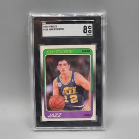 1988-89 Fleer John Stockton #115 SGC 8 Rookie HOF