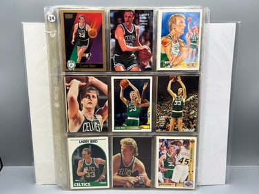 Lot of (30) Larry Bird Basketball Cards W/ (2) 8x10 Pictures