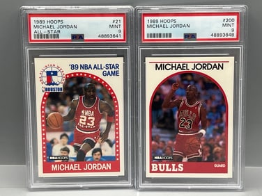 1989 Hoops Michael Jordan #21 & #200 - Both PSA 9