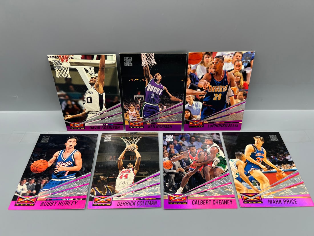 Lot of (7) 1993 Topps Stadium Club Basketball Beam Team Inserts W/ David Robinson - Varying (1 of 2)