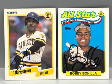 Barry Bonds and Bobby Bonilla Hand Signed Autographs - No COA