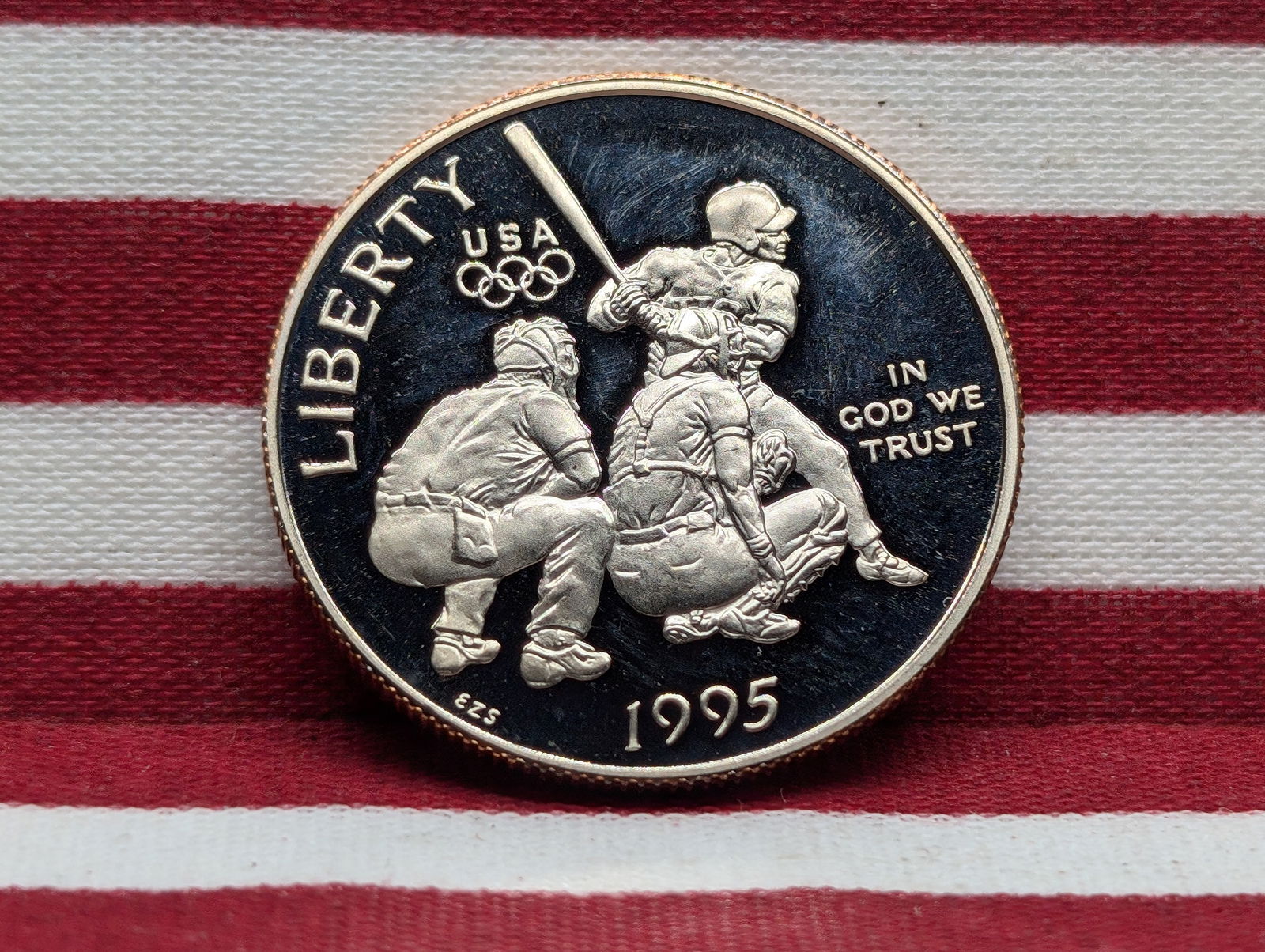 1995-S PROOF Olympic Baseball Commemorative Half Dollar (1 of 2)