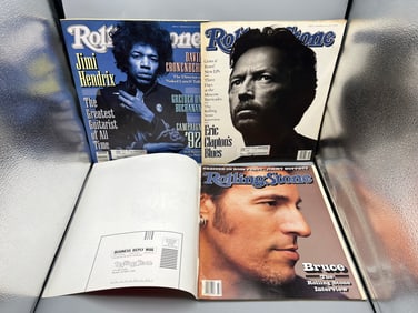 Lot of (3) Early 1990s Rolling Stone Magazines W/ Jimi Hendrix, Bruce Springsteen, & Eric Clapton