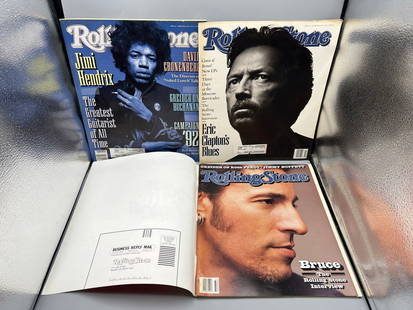 Lot of (3) Early 1990s Rolling Stone Magazines W/ Jimi Hendrix, Bruce Springsteen, & Eric Clapton: Lot of (3) Early 1990s Rolling Stone Magazines W/ Jimi Hendrix, Bruce Springsteen, & Eric Clapton Covers - Varying Conditions