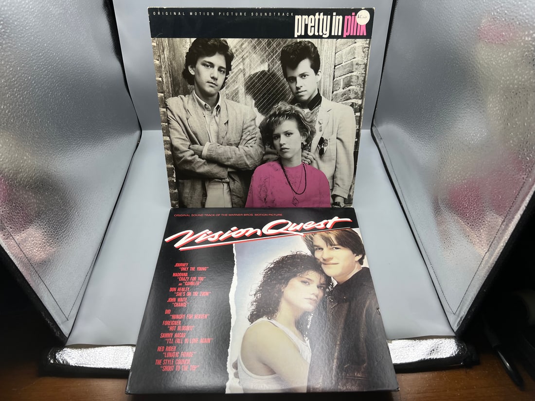 1986 Pretty In Pink Original Motion Picture Soundtrack & 1985 Vision Quest Original Motion Picture: 1986 Pretty In Pink Original Motion Picture Soundtrack & 1985 Vision Quest Original Motion Picture Soundtrack Vinyl Albums - GHS 24063 & SP-5113 - Records have not been tested by the auction house for