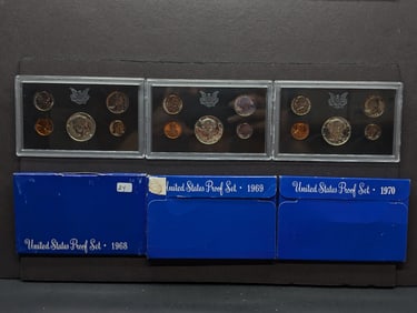 1968-S, 69-S & 70-S US Mint Proof Sets - 40% Silver Halves