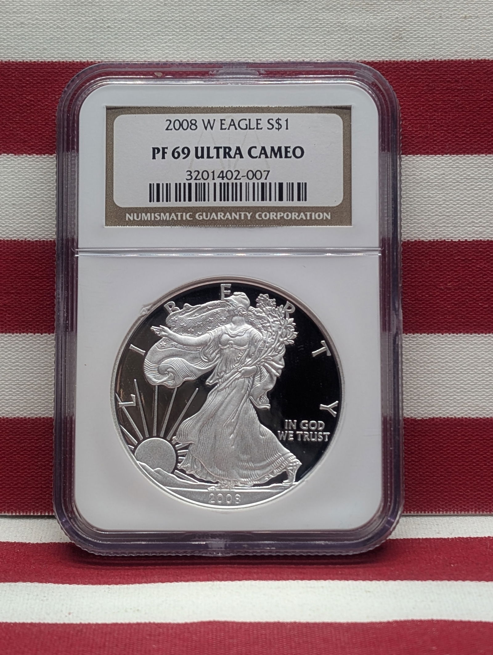 2008-W Proof Silver American Eagle Graded PF 69 Ultra Cameo By NGC Grading Company. (1 of 3)