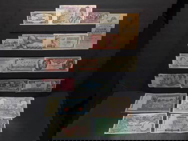 Assortment Of 17 Different Banknotes From 17 Different Countries.
