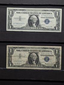 1957 & 1957-A Silver Certificates , 1-Crisp Unc, 1-Fine