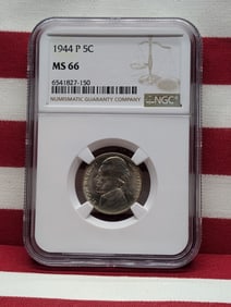 1944 P 35% Silver War Nickel - NGC MS66