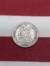 1876-CC United States Seated Liberty Dime. Rare Elusive Carson City Mint.