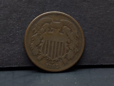 1865 US 2 Cent Piece. Tough Civil War Era