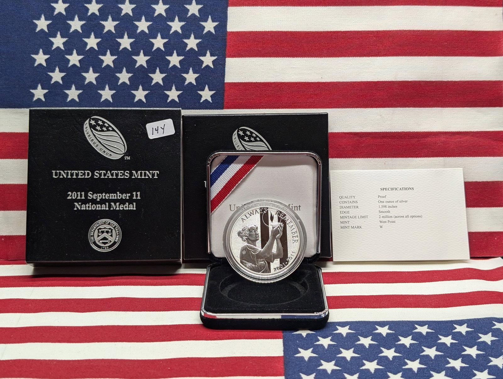 US Mint 2011-W Sep 11 National Medal - 1 oz .999 Fine Silver: US Mint 2011-W Sep 11 National Medal - 1 oz .999 Fine Silver