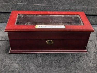 (4) Rare Coins in Wood Case 1868 Three Cent Nickel , 1809 Classic Head Half Cent , 1871 Half Dime ,