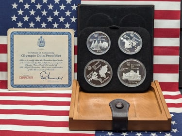 1976 Montreal Olympics Silver Proof Set, (2) Five Dollar & (2) Ten Dollar- 4.3 oz Sterling Silver