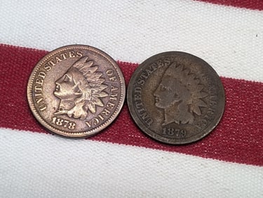 1878 & 1879 Semi-Key Date Indian Head Cents. Readable Liberty. Pre Civil War Year.