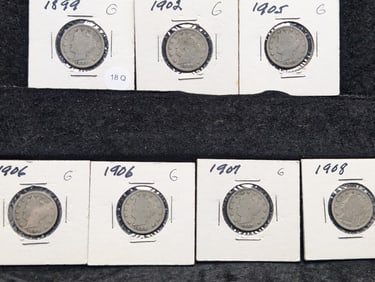 (7) V Nickels 1899 1902 1905 1906 1906 1907 1908