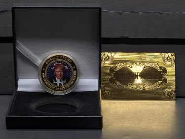 World Collection Donald Trump 24KT Gold Plated Round. With Case/COA