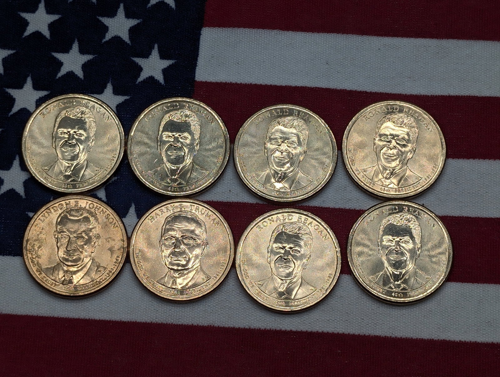 (8) Presidential Dollars, (6) 2016-D Reagan, (1) 2015-D Harry S. Truman, (1) 2015-P Lyndon B.: (8) Presidential Dollars, (6) 2016-D Reagan, (1) 2015-D Harry S. Truman, (1) 2015-P Lyndon B. Johnson