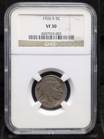 1926-S Buffalo Nickel Semi Key Date NGC VF30