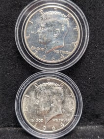 (2) 1964-D Silver Kennedy Half Dollars