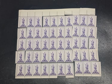 1937 Hawaii Commemorating King Kamehameha, 3-Cent Sheet Of 50 U.S. Stamps. Scotts #799. Plate Block