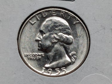 1955-D Washington 90% Silver 25c. GEM BU