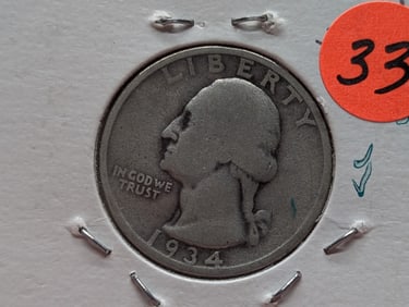 1934 Washington Quarter Med Motto