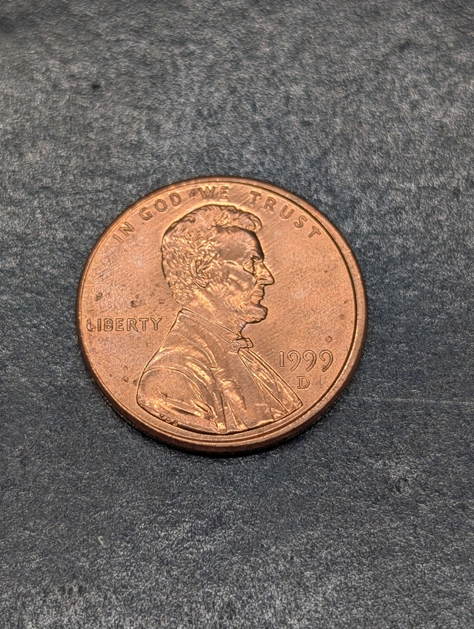 1999 D, UNC-Rim Error Left Side, Lincoln Penny (1 of 2)