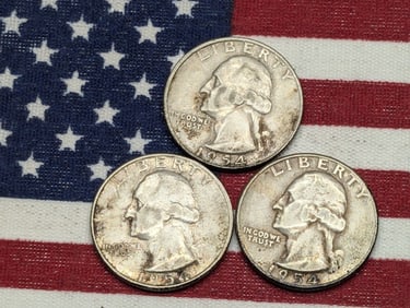 1954-P,D & S Washington Quarters 90% Silver