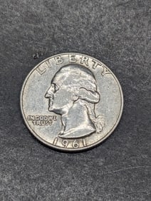 1961 AU 90% Silver, Washington Quarter, 64 Years Old