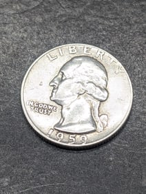 1959 AU-UNC 90% Silver, Washington Quarter, 66 Years Old