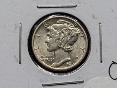 1935 Mercury Dime AU/BU. Nice Strike