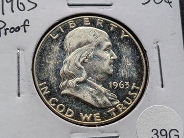 1963 Proof Franklin 50c. 90% Silver. Deep Proof
