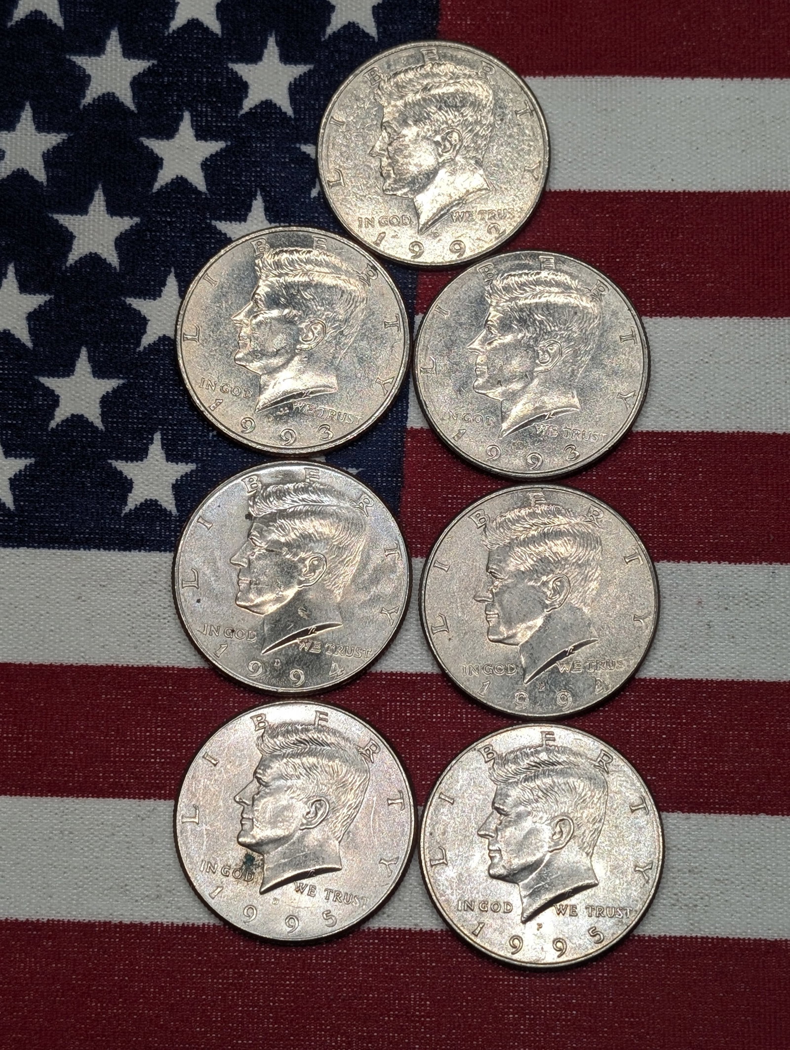 (7) Kennedy Half Dollars, 1992-P, 1993-P & D, 1994 P & D, 1995-P & D: (7) Kennedy Half Dollars, 1992-P, 1993-P & D, 1994 P & D, 1995-P & D