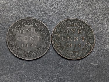 1899 and 1910 Canada Large Cents, Nice Grades, Over 110 Years Old