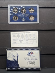 1999 -S U.S. Mint Fifty State Quarters Proof Set In OGP With COA