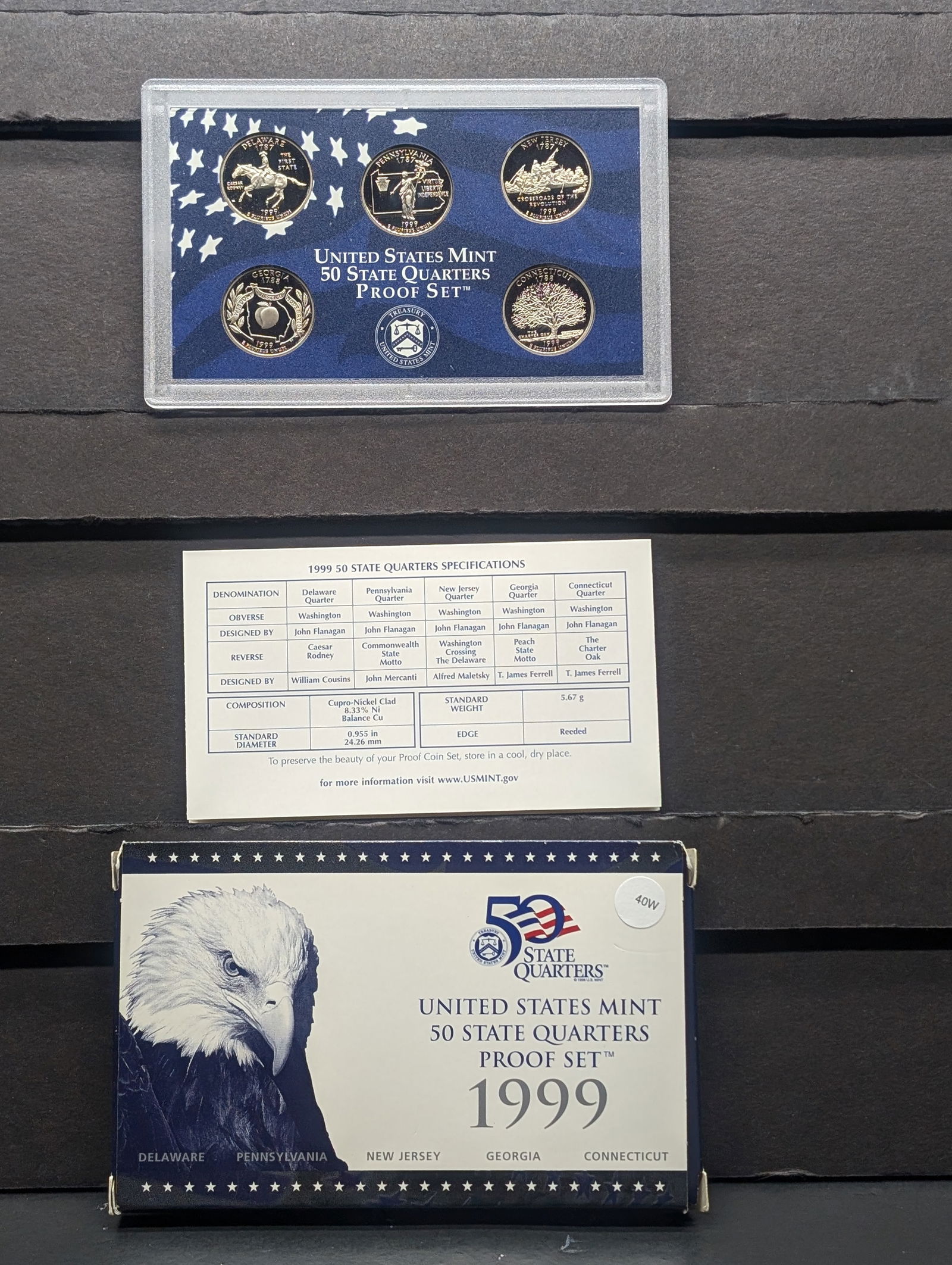 1999 -S U.S. Mint Fifty State Quarters Proof Set In OGP With COA (1 of 4)