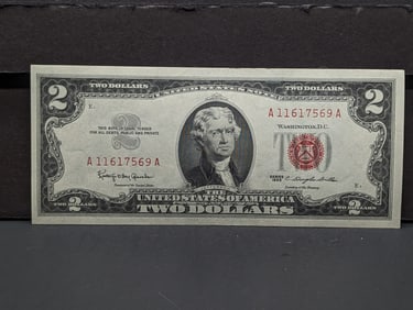 1963 Red Seal $2 Note. GEM CRISP UNC