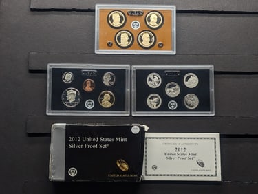 2012 United States SILVER 14-Coin Proof Set With Original Gov't Packaging & COA. Key Date Set