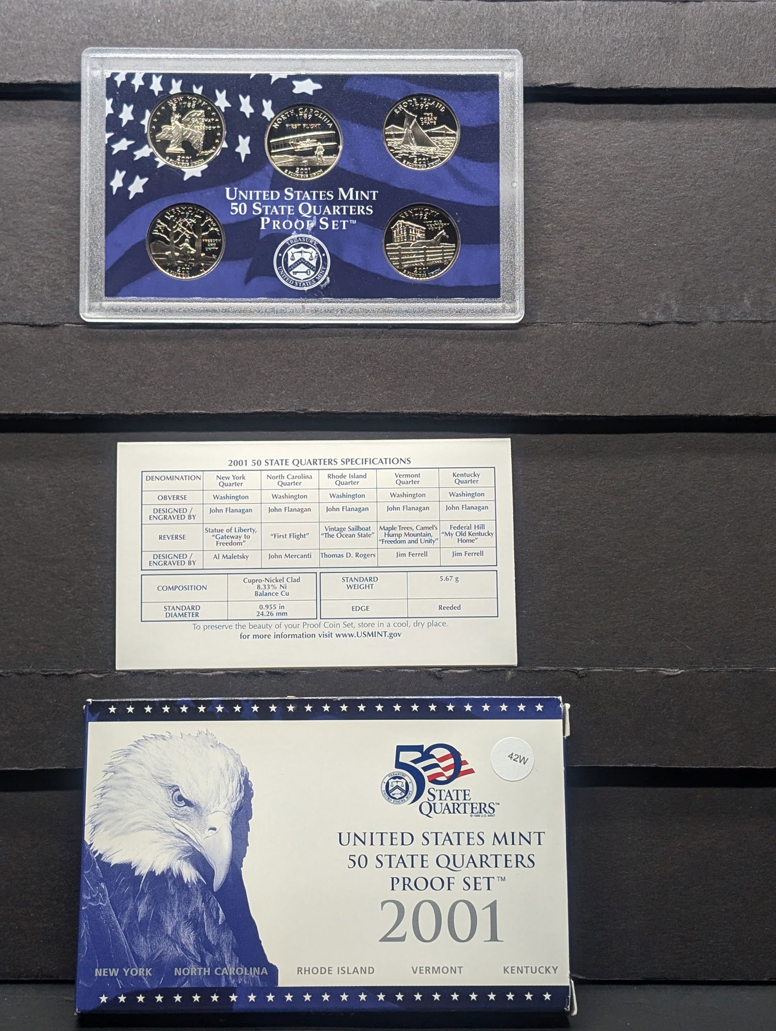 2001 -S U.S. Mint Fifty State Quarters Proof Set In OGP With COA (1 of 4)