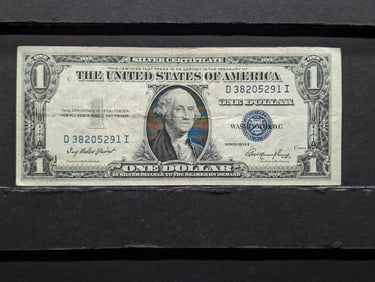 1935-E One Dollar Silver Certificate - Blue Seal AU