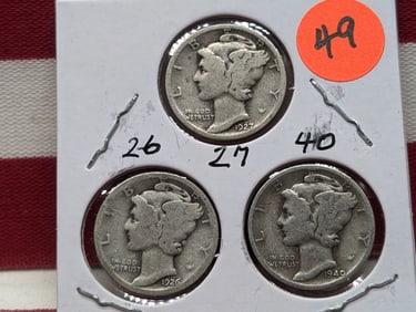 1926, 27, 40-S Mercury Dimes