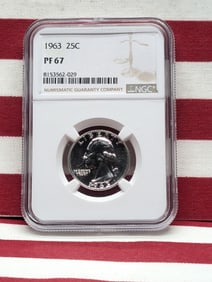 1963 Washington Quarter PF 67 NGC 90% Silver