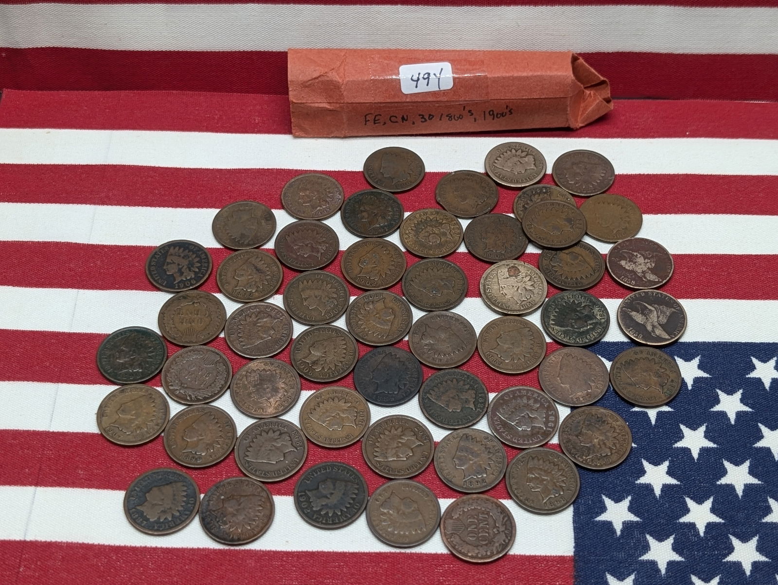 (48) Indian Cents & Two Flying Eagle Cents Mostly 1800's - Nice Selection (1 of 8)
