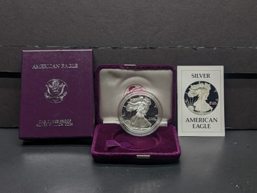 1986 -S American Silver Eagle, .999 Silver In OGP With COA